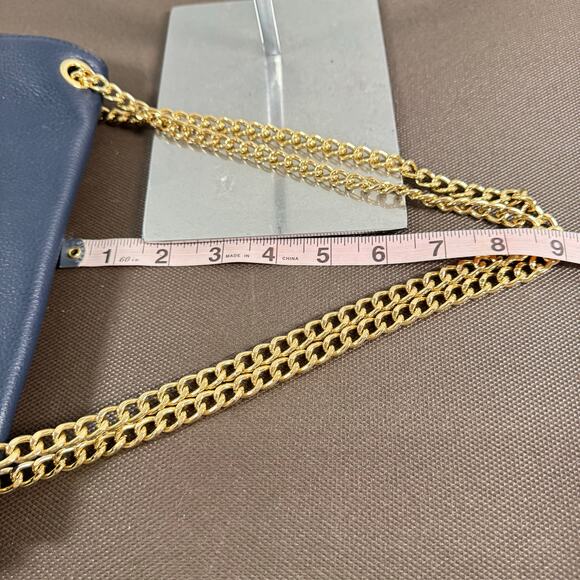 Michael Kors Women's Jet Set Chain Leather Small Shoulder Flap Navy Blue Bag - Picture 11 of 11